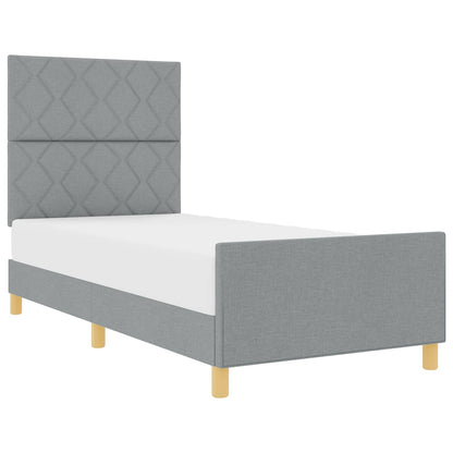Bedframe met hoofdeinde Lichtgrijs 90 x 190 cm Stof