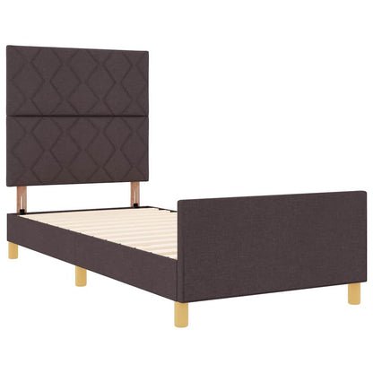 Bedframe met hoofdeinde Donkerbruin 90 x 190 cm Stof
