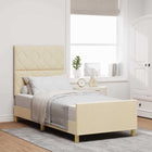 Bedframe 90x190 cm crème met hoofdeinde