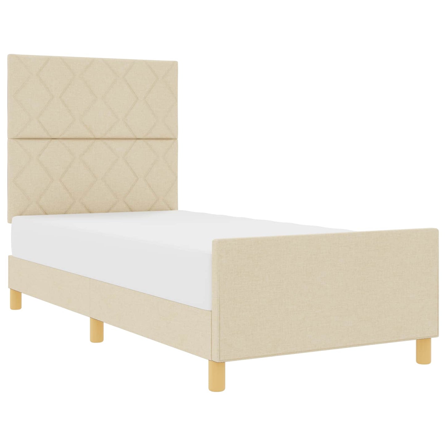 Bedframe met hoofdeinde Crème 90 x 190 cm Stof