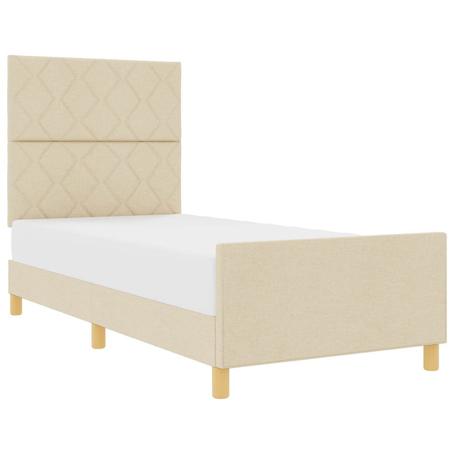 Bedframe met hoofdeinde Crème 90 x 190 cm Stof