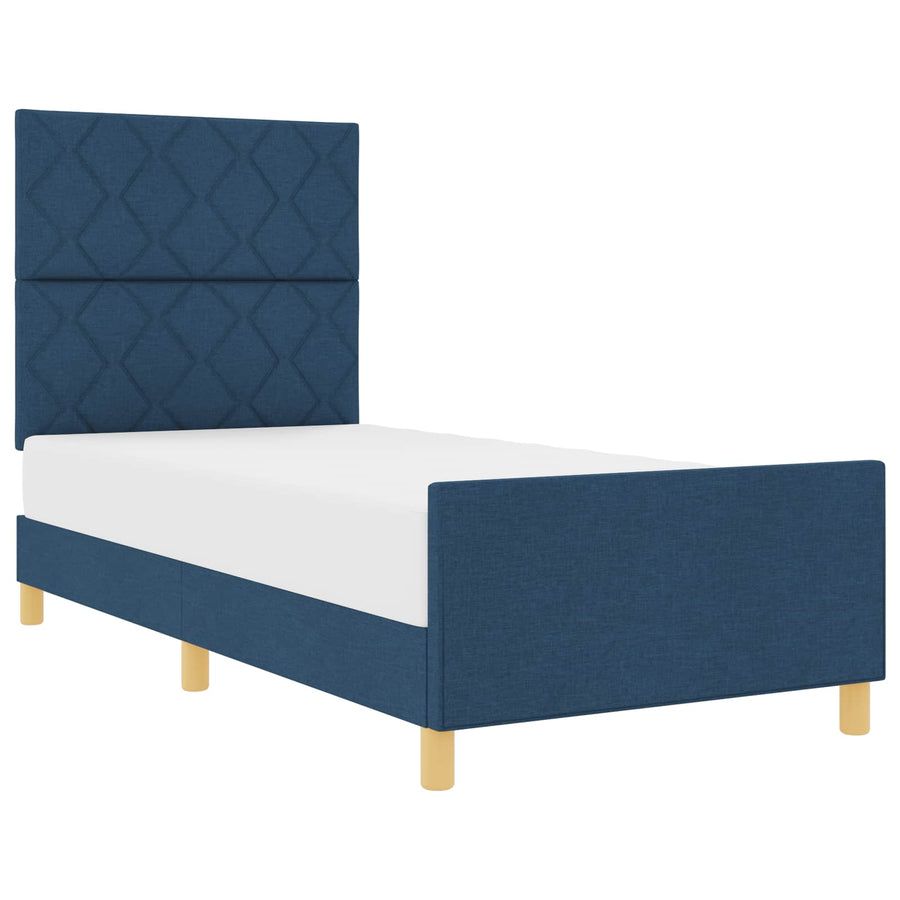 Bedframe met hoofdeinde Blauw 90 x 190 cm Stof
