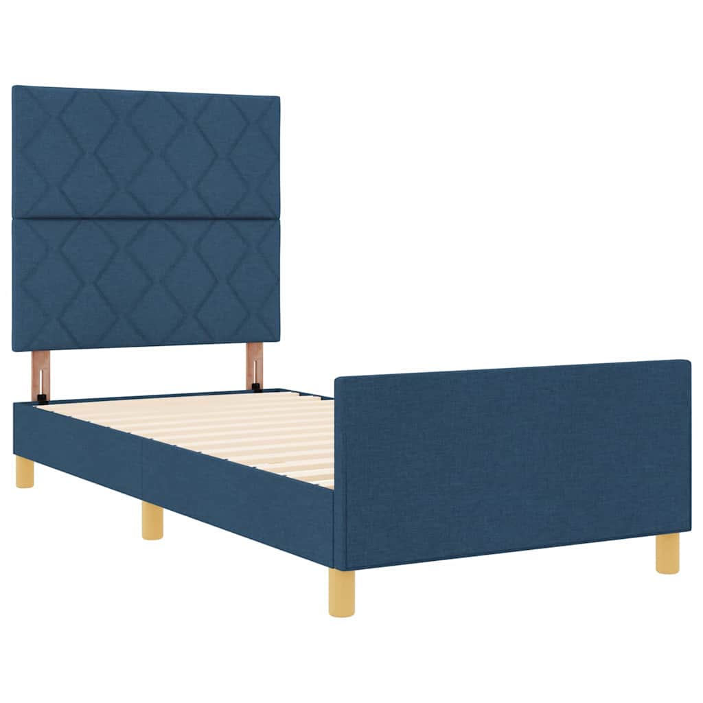 Bedframe met hoofdeinde Blauw 90 x 190 cm Stof
