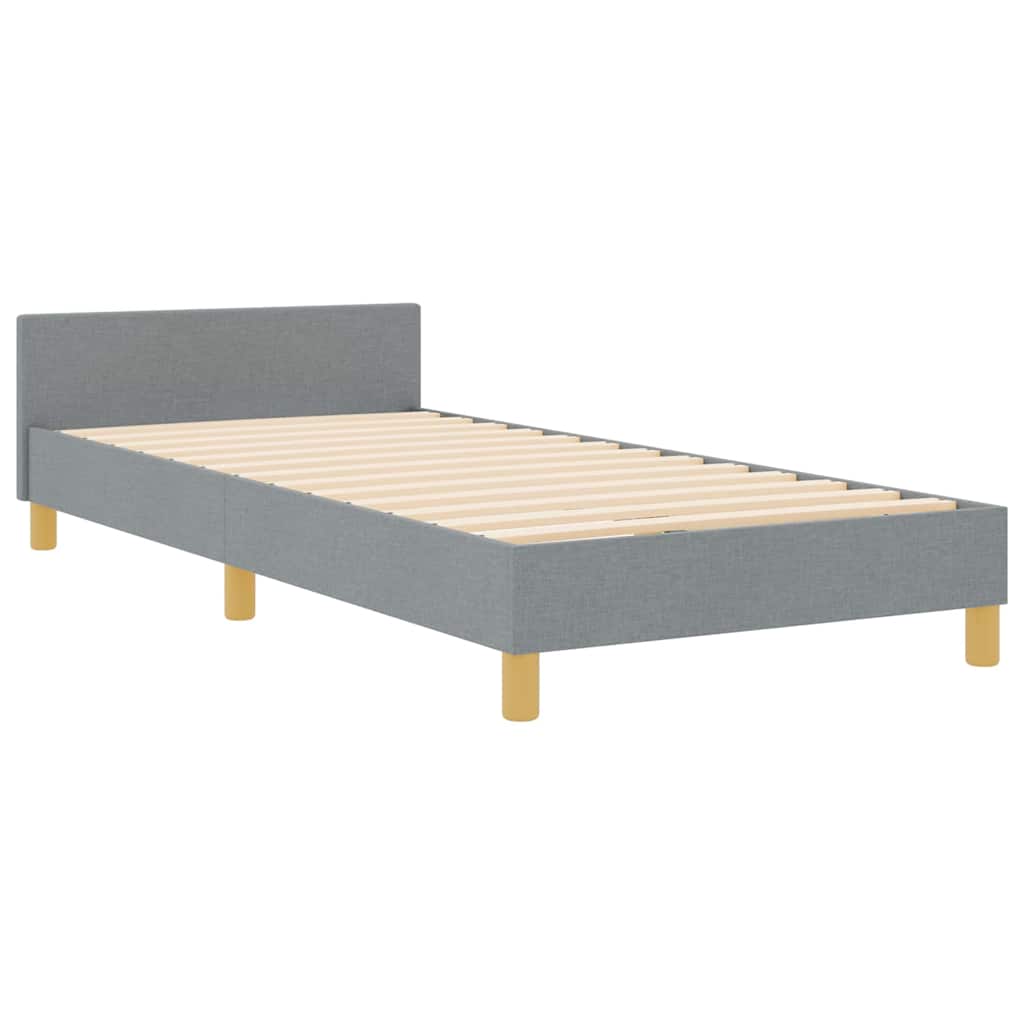 Bedframe met hoofdeinde Lichtgrijs 90 x 200 cm Stof