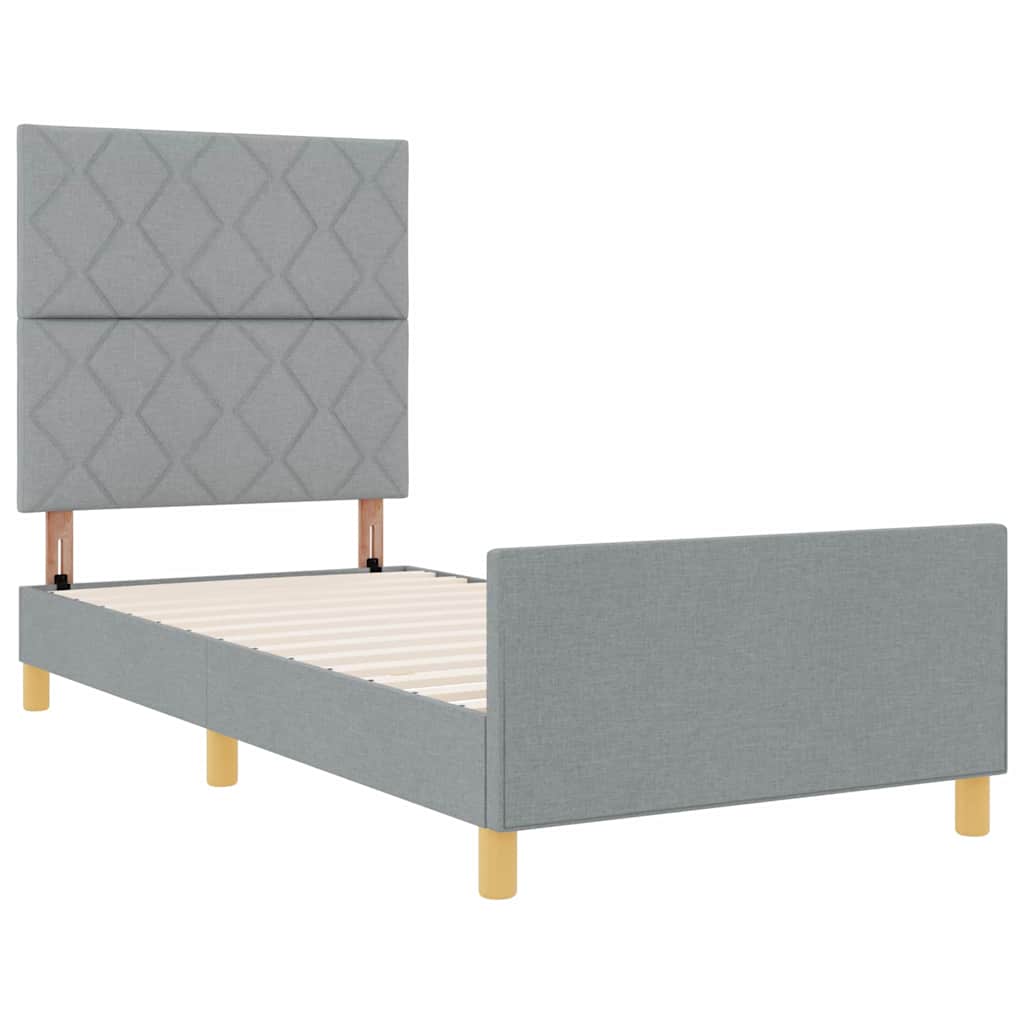 Bedframe met hoofdeinde Lichtgrijs 90 x 200 cm Stof