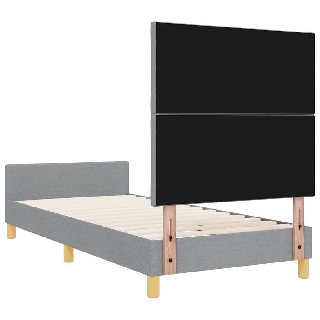 Bedframe met hoofdeinde Lichtgrijs 90 x 200 cm Stof