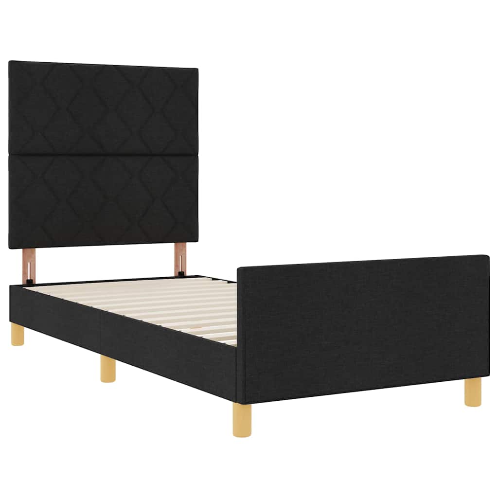 Bedframe met hoofdeinde Zwart 90 x 200 cm Stof