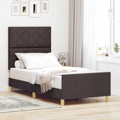Bedframe met hoofdeinde Donkerbruin 90 x 200 cm Stof