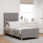 Bedframe 90x200 cm taupe stof massief grenenhout