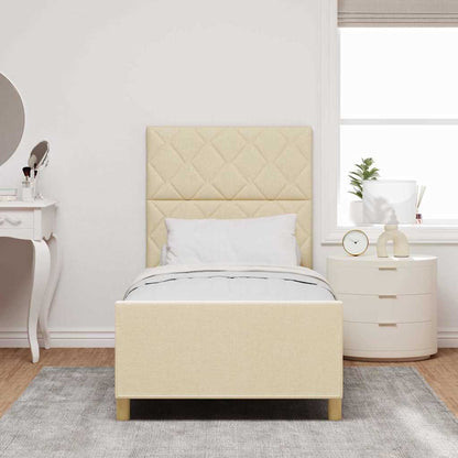 Bedframe met hoofdeinde Crème 90 x 200 cm Stof