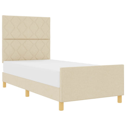 Bedframe met hoofdeinde Crème 90 x 200 cm Stof