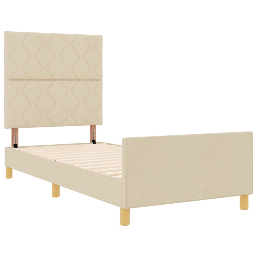 Bedframe met hoofdeinde Crème 90 x 200 cm Stof