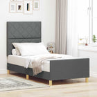 Bedframe 100x200 cm donkergrijs stof met hoofdeinde