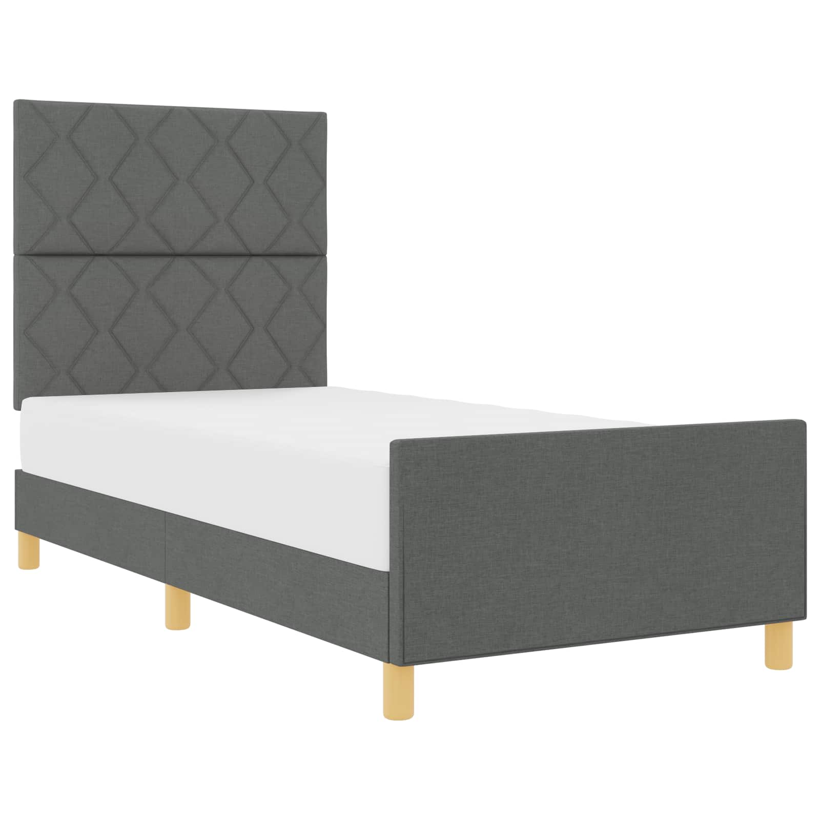 Bedframe met hoofdeinde Donkergrijs 100 x 200 cm Stof
