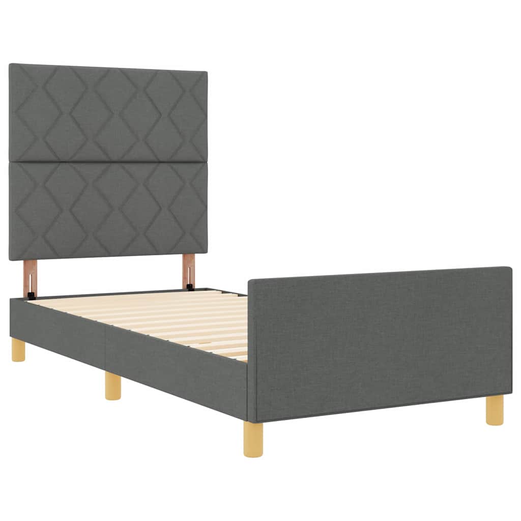 Bedframe met hoofdeinde Donkergrijs 100 x 200 cm Stof
