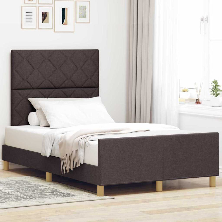 Bedframe met hoofdeinde Donkerbruin 120 x 190 cm Stof