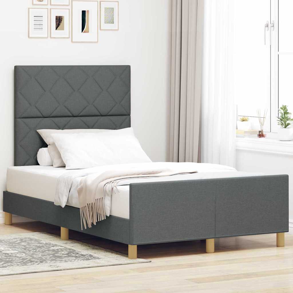 Bedframe met hoofdeinde Donkergrijs 120 x 200 cm Stof