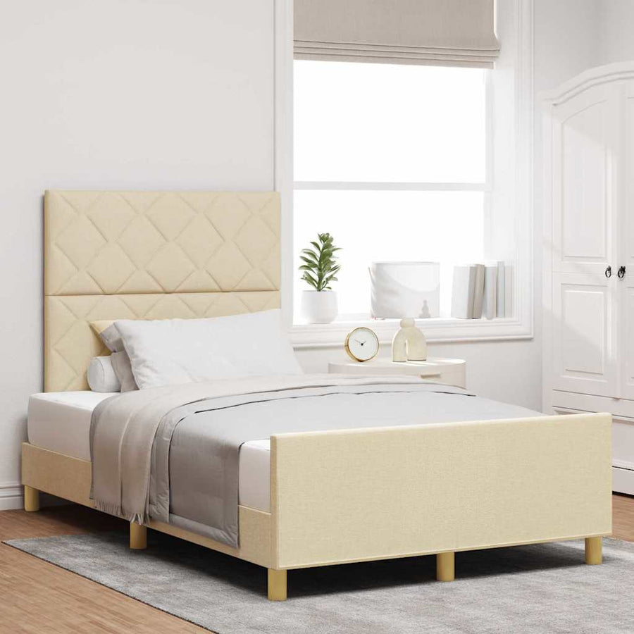 Bedframe met hoofdeinde Crème 120 x 200 cm Stof