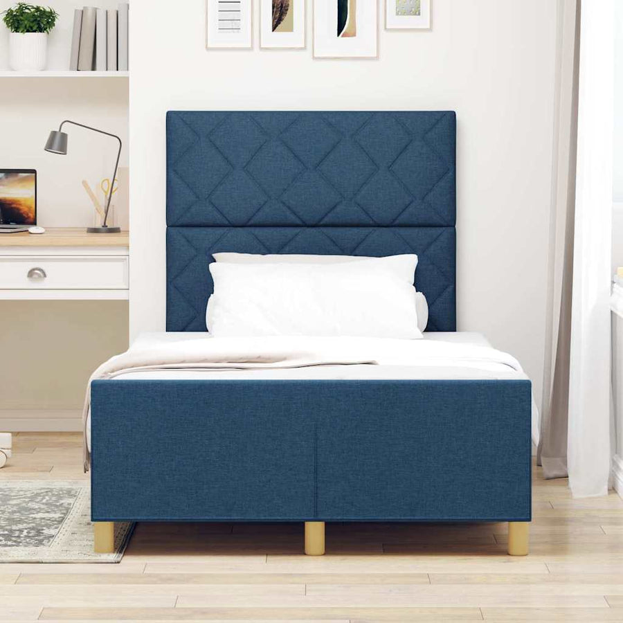 Bedframe met hoofdeinde Blauw 120 x 200 cm Stof