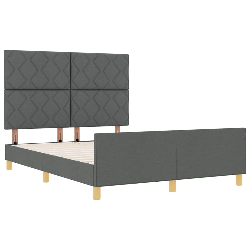 Bedframe met hoofdeinde Donkergrijs 140 x 190 cm Stof