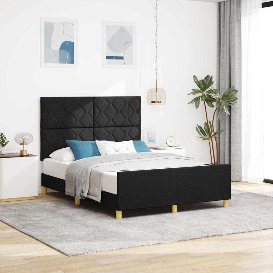 Bedframe met hoofdeinde Zwart 140 x 190 cm Stof