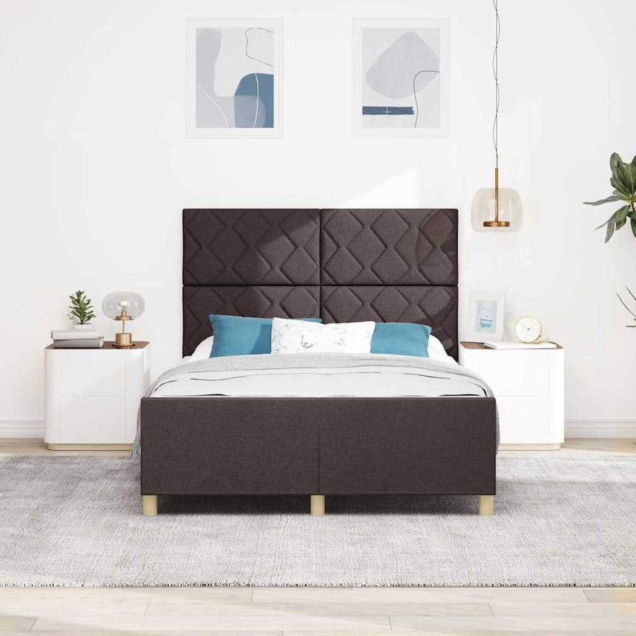 Bedframe met hoofdeinde Donkerbruin 140 x 190 cm Stof