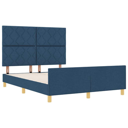 Bedframe met hoofdeinde Blauw 140 x 190 cm Stof