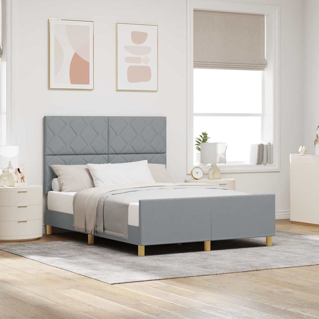 Bedframe met hoofdeinde Lichtgrijs 140 x 200 cm Stof