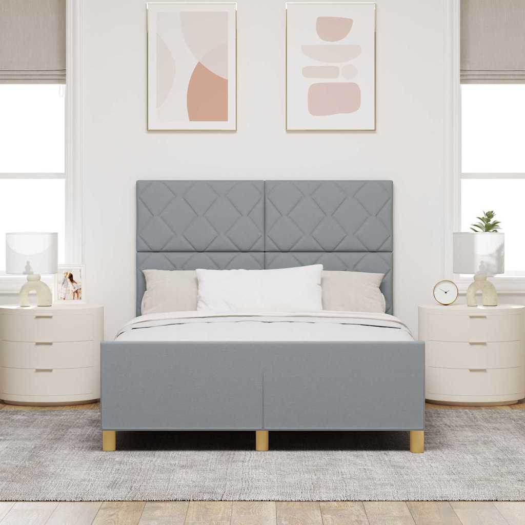 Bedframe met hoofdeinde Lichtgrijs 140 x 200 cm Stof