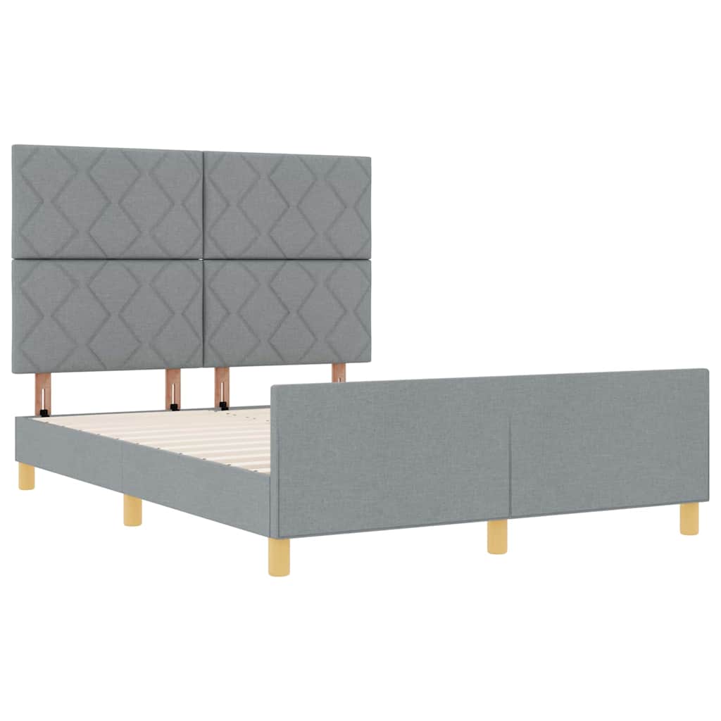 Bedframe met hoofdeinde Lichtgrijs 140 x 200 cm Stof