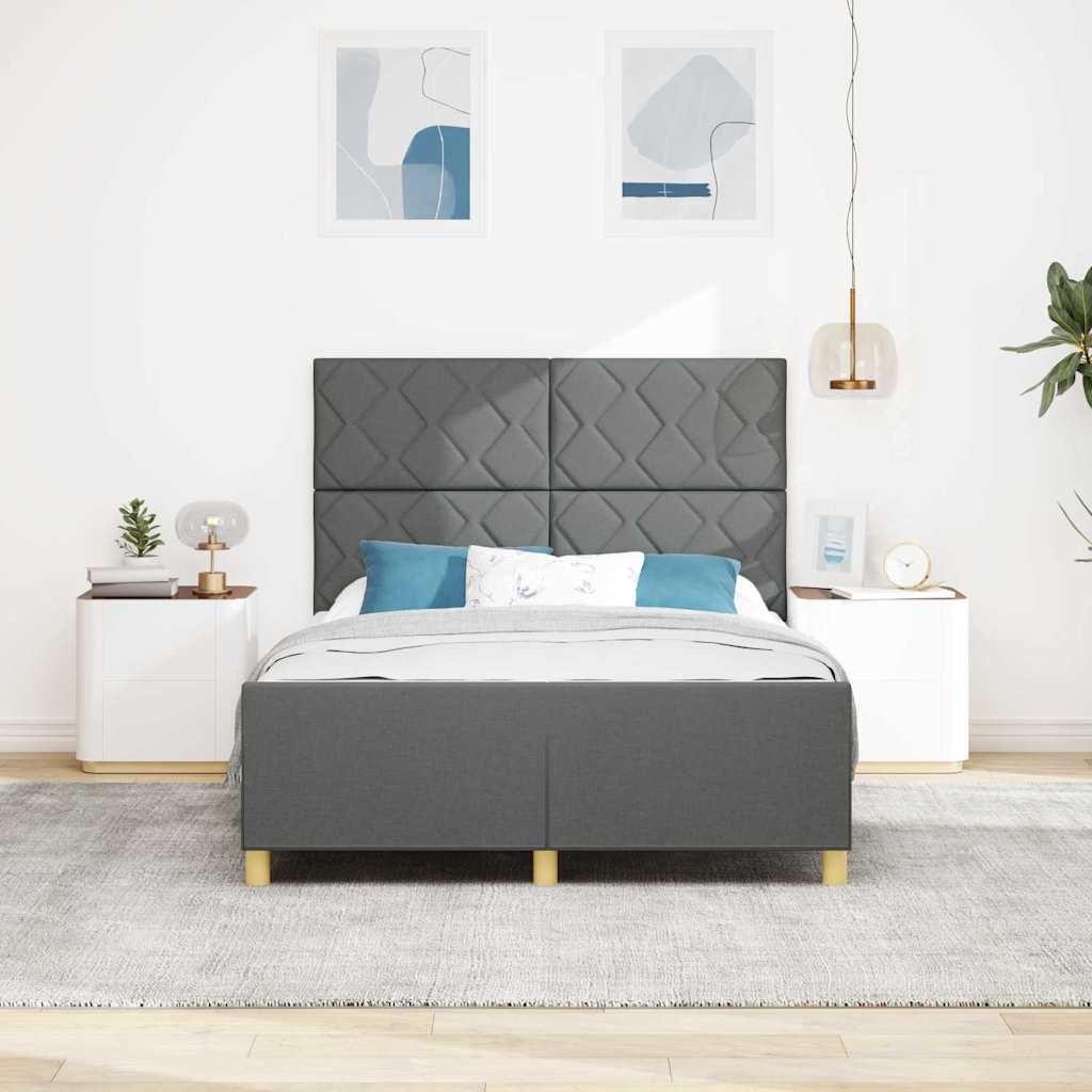 Bedframe met hoofdeinde Donkergrijs 140 x 200 cm Stof