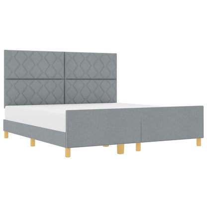 Bedframe met hoofdeinde Lichtgrijs 180 x 200 cm Stof