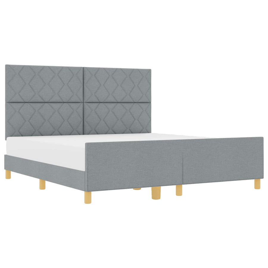 Bedframe met hoofdeinde Lichtgrijs 180 x 200 cm Stof