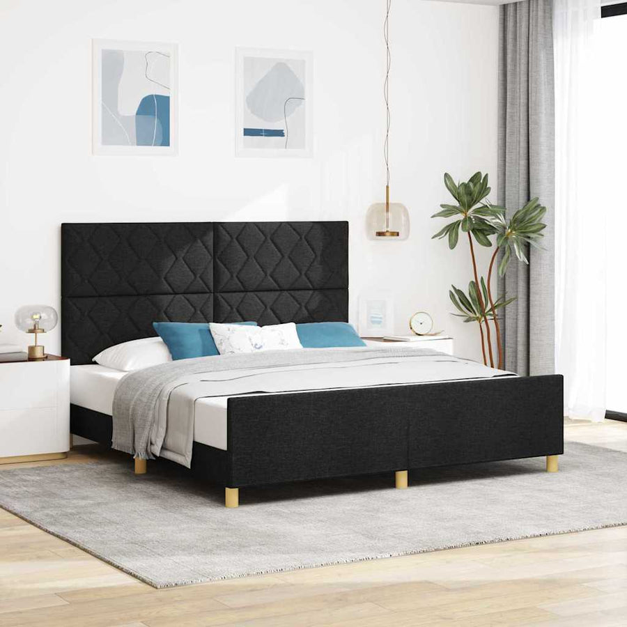 Bedframe met hoofdeinde Zwart 180 x 200 cm Stof