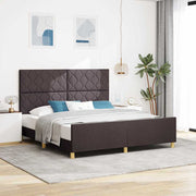 Bedframe 180x200 cm donkerbruin stof massief grenenhout