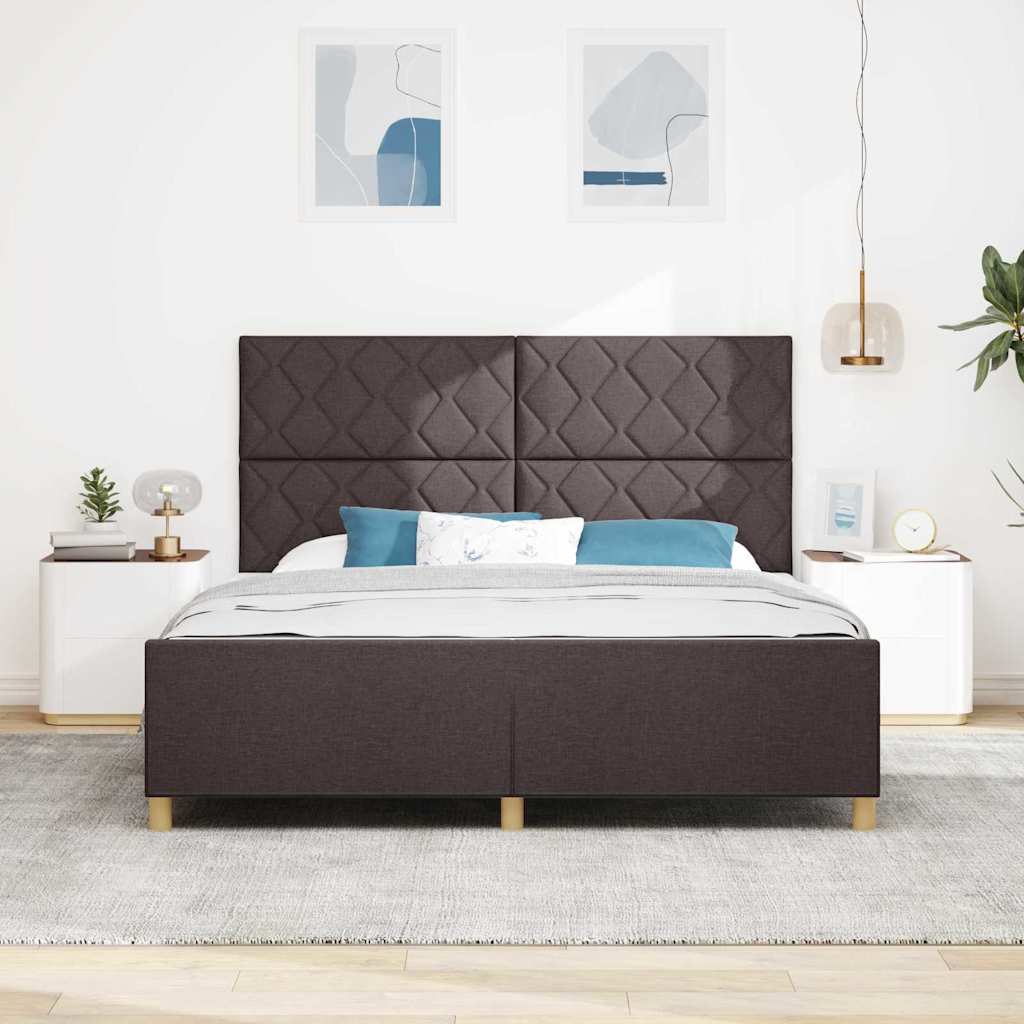 Bedframe met hoofdeinde Donkerbruin 180 x 200 cm Stof