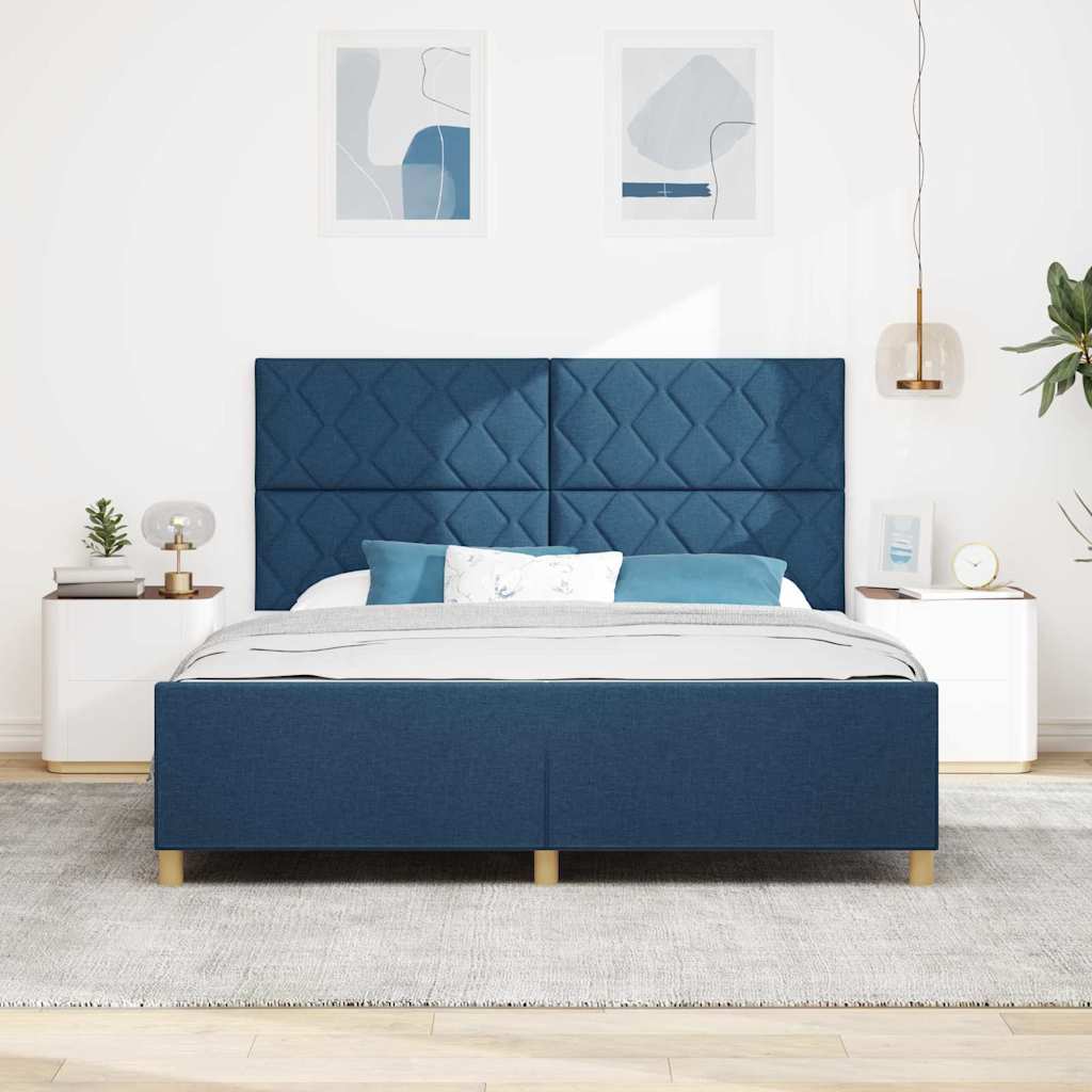 Bedframe met hoofdeinde Blauw 180 x 200 cm Stof