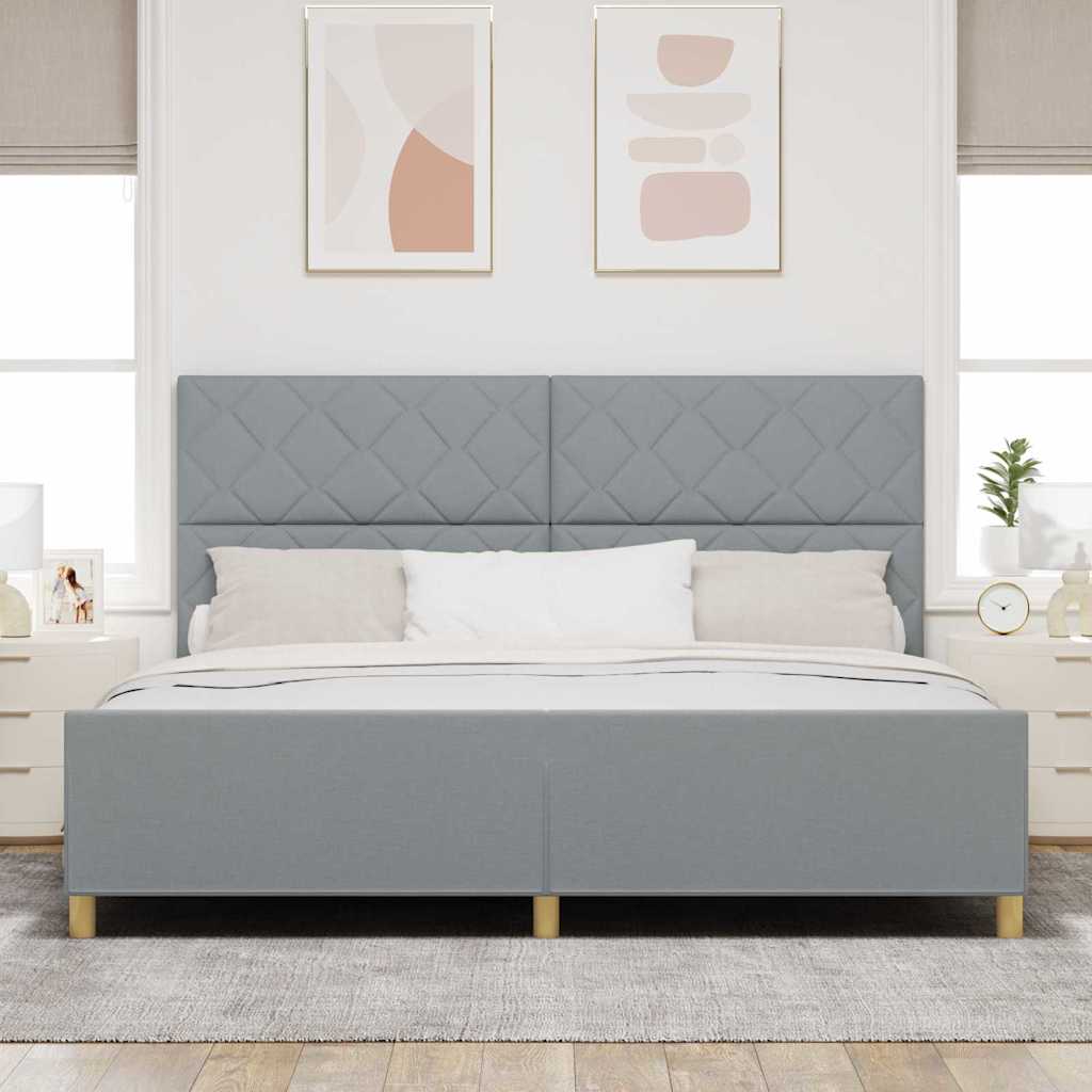Bedframe met hoofdeinde Lichtgrijs 200 x 200 cm Stof