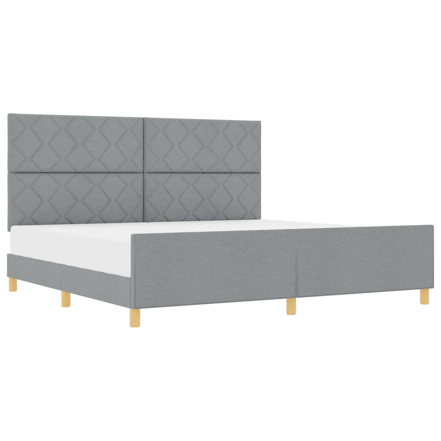 Bedframe met hoofdeinde Lichtgrijs 200 x 200 cm Stof