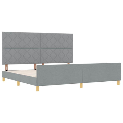 Bedframe met hoofdeinde Lichtgrijs 200 x 200 cm Stof