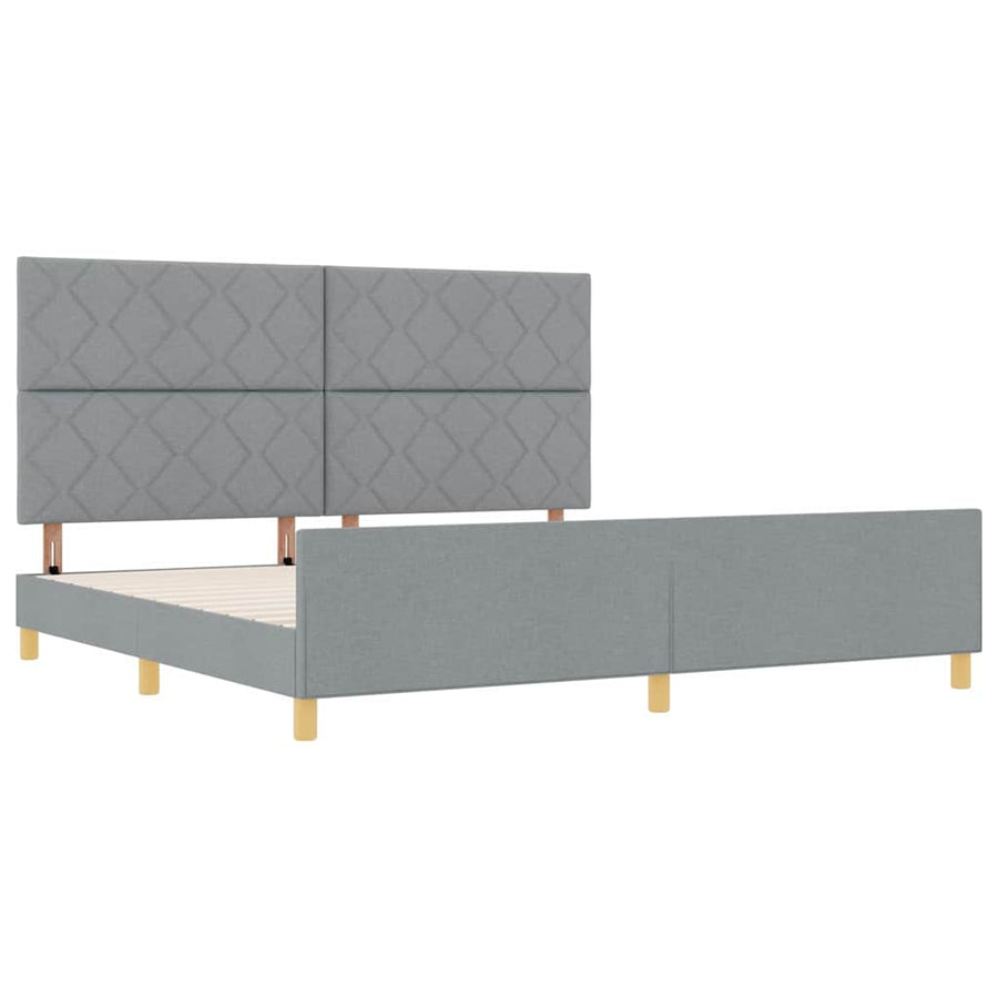 Bedframe met hoofdeinde Lichtgrijs 200 x 200 cm Stof
