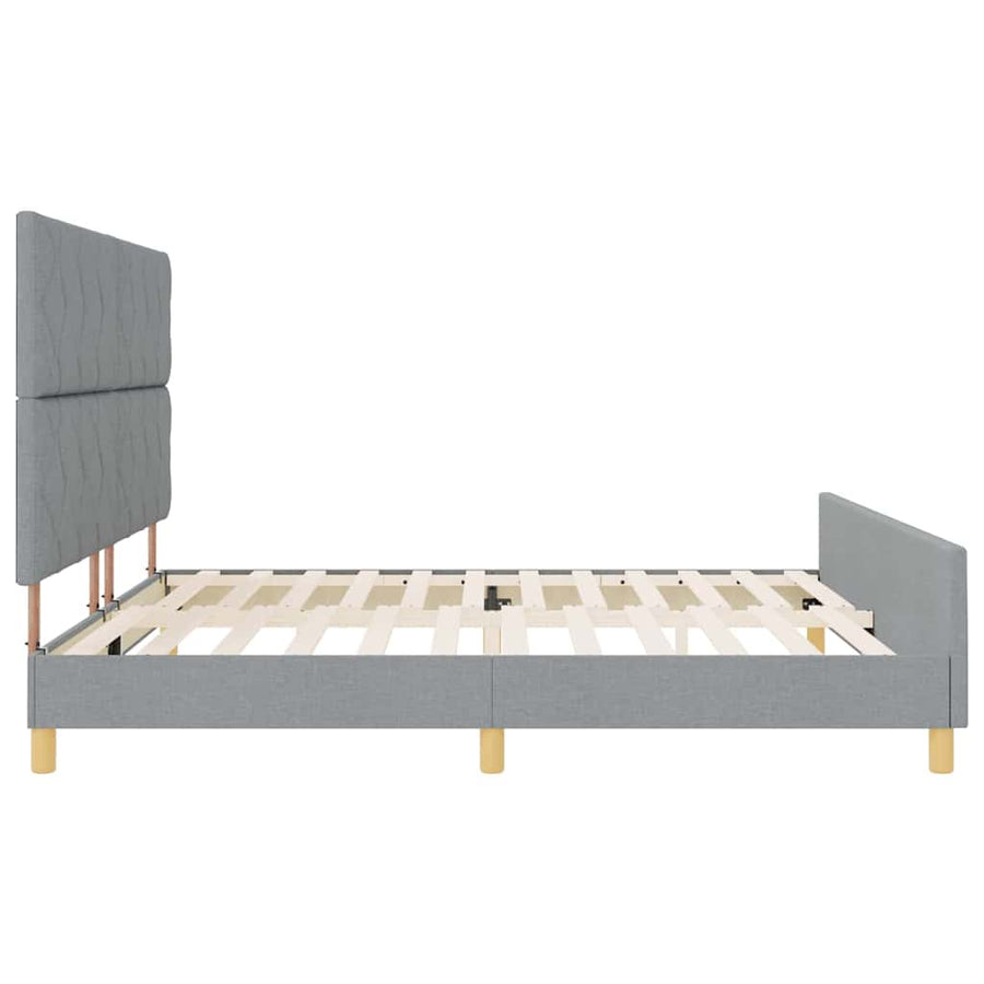 Bedframe met hoofdeinde Lichtgrijs 200 x 200 cm Stof