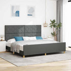 Bed Frame with Headboard Dark Grey 200 x 200 cm Fabric