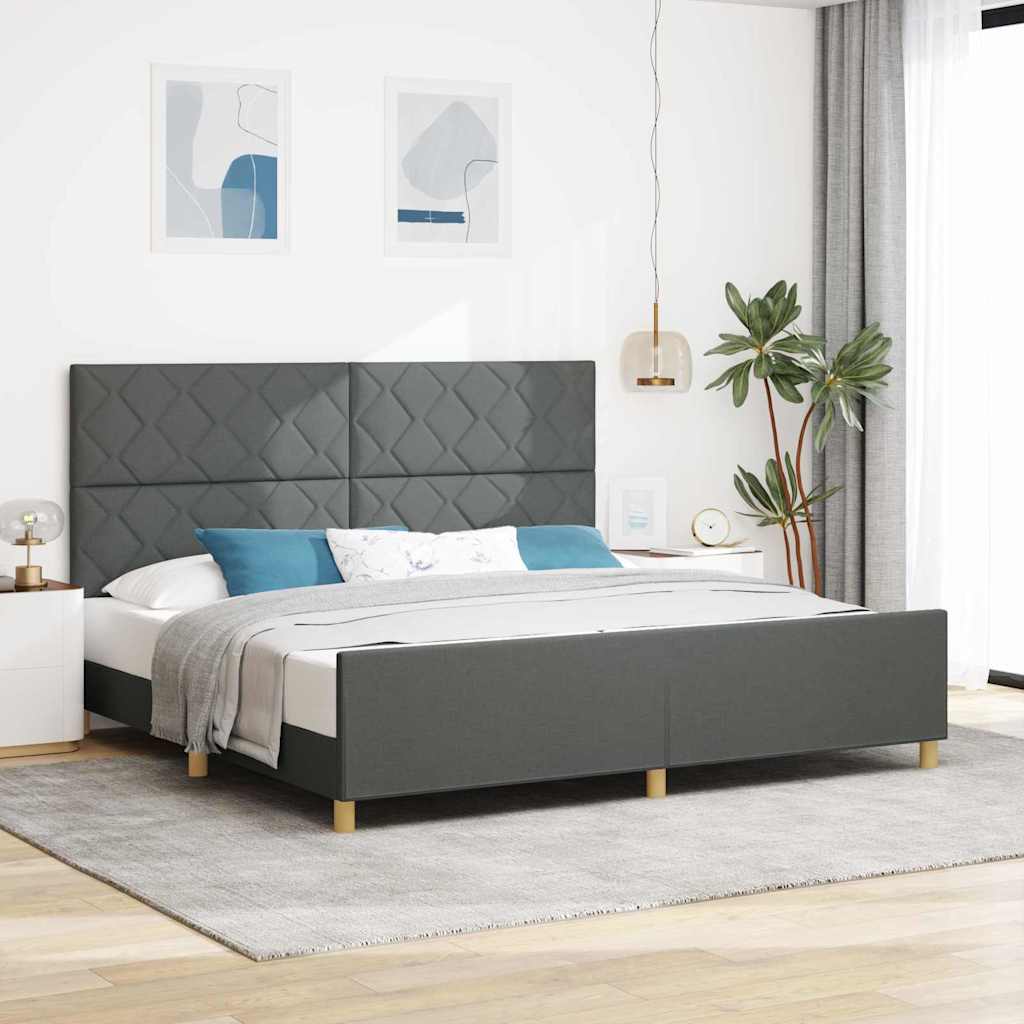 Bedframe met hoofdeinde Donkergrijs 200 x 200 cm Stof