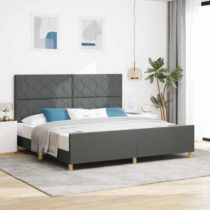 Bedframe met hoofdeinde Donkergrijs 200 x 200 cm Stof