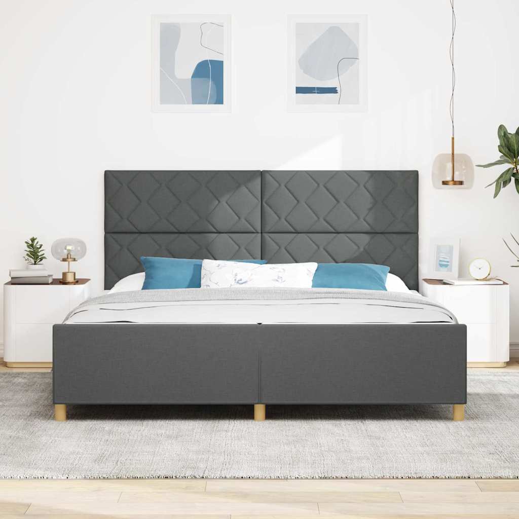 Bedframe met hoofdeinde Donkergrijs 200 x 200 cm Stof