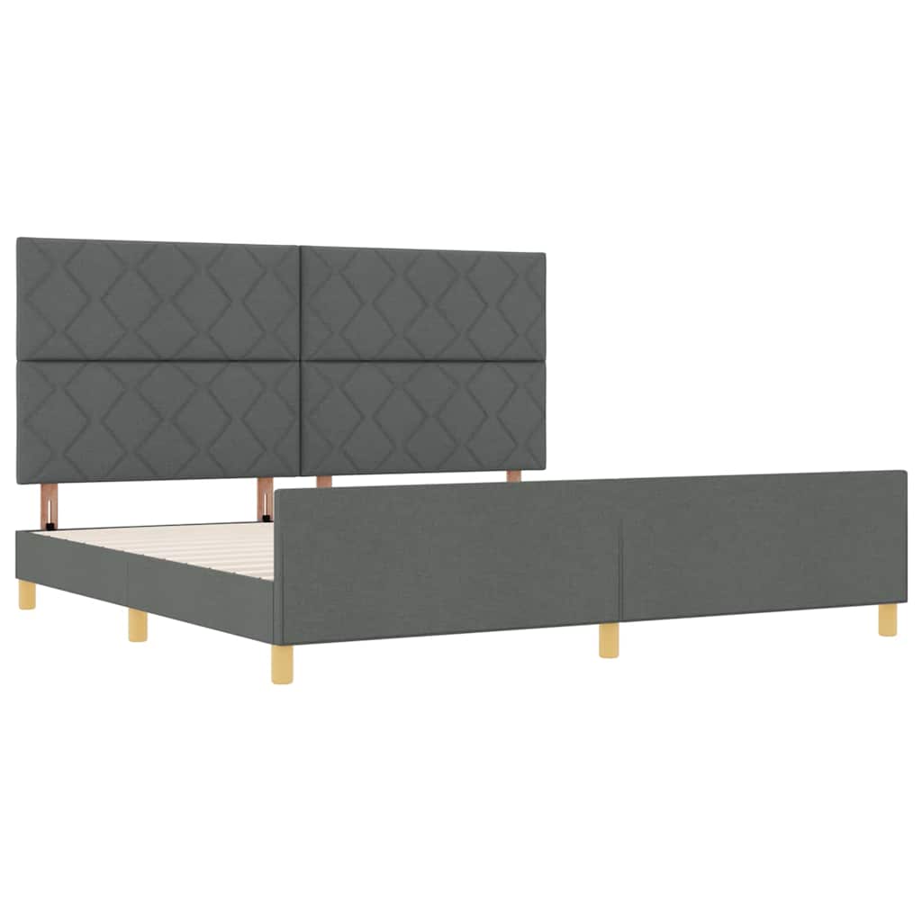 Bedframe met hoofdeinde Donkergrijs 200 x 200 cm Stof