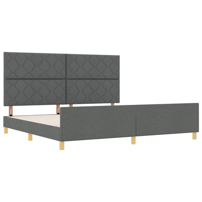 Bedframe met hoofdeinde Donkergrijs 200 x 200 cm Stof