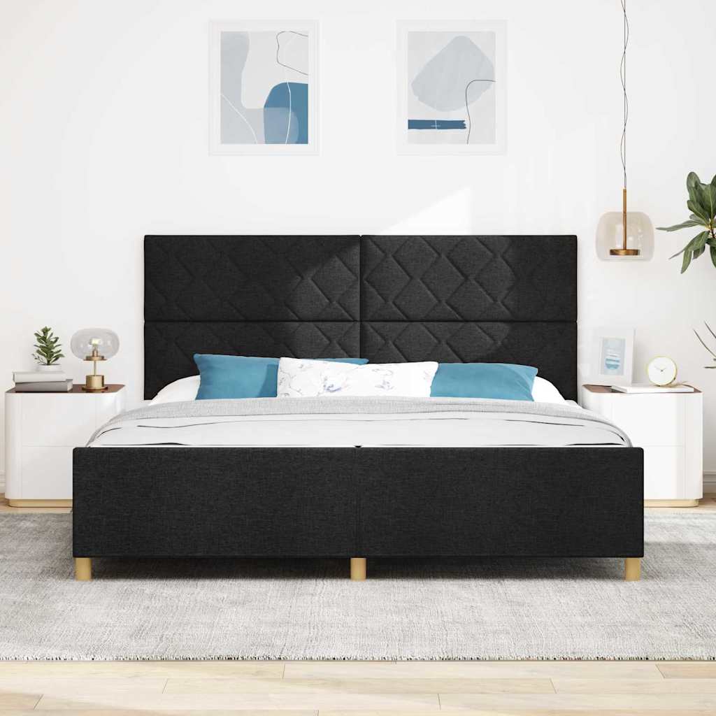 Bedframe met hoofdeinde Zwart 200 x 200 cm Stof