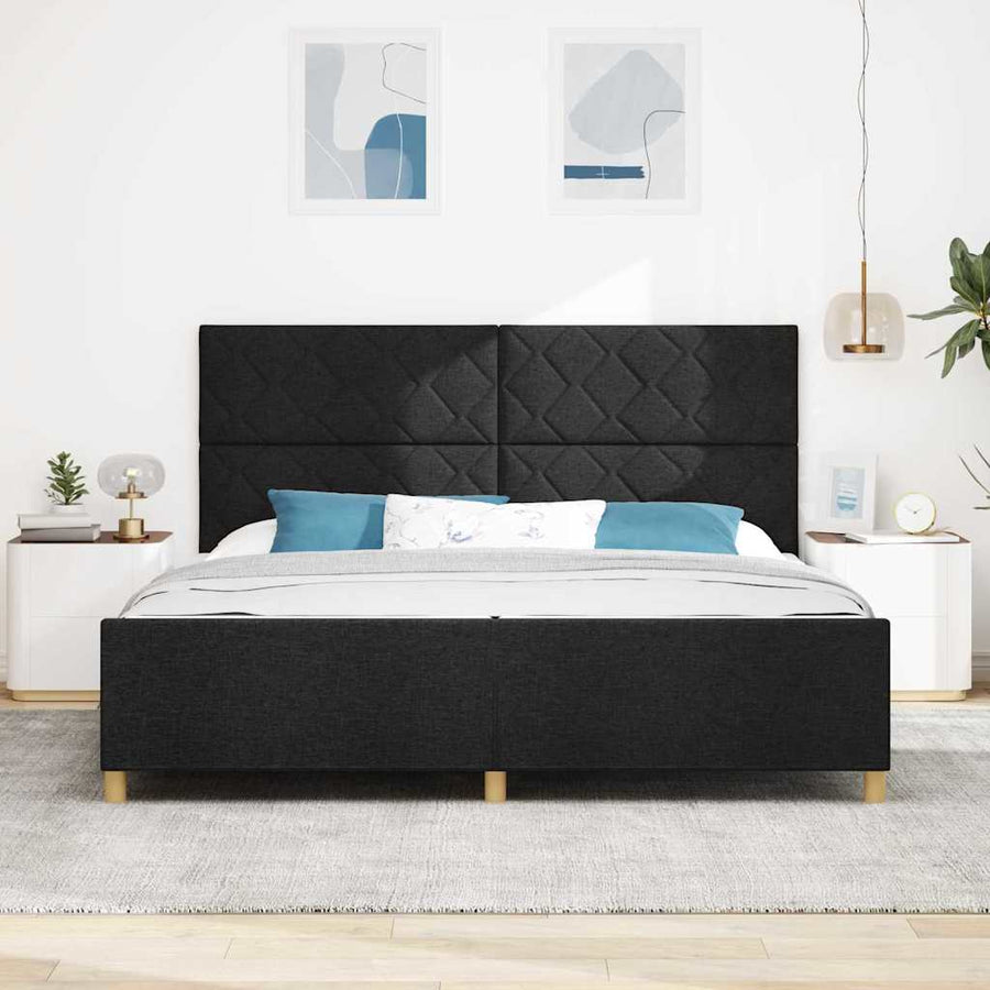 Bedframe met hoofdeinde Zwart 200 x 200 cm Stof